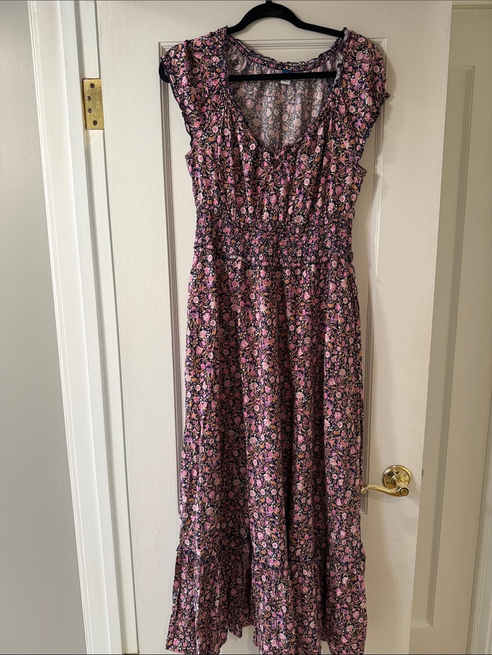 Old Navy Pink Floral Maxi Dress with Smocked Waist